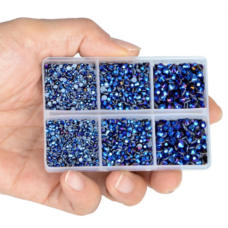 LPBeads 6400 Pieces Black AB Hotfix Rhinestones Flat Back 5 Mixed Sizes Crystal Round Glass Gems with Tweezers and Picking Rhinestones Pen - Image 4